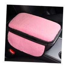 Car Armrest Cover, Soft Fluffy Leather Plush Vehicle Center Console Pad Pink