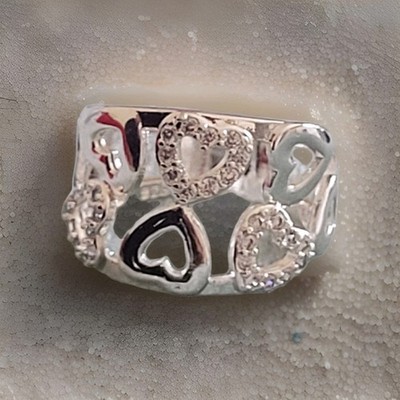 Multi Herz breiter Band Sweetheart Ring, neu, Ss925, Gr.8, Geschenkbox!