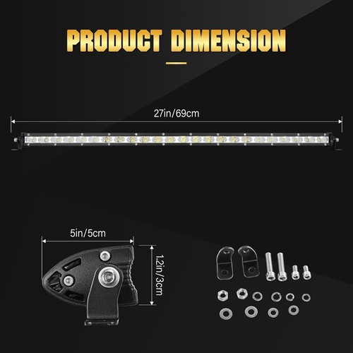 Barre lumineuse de travail LED Willpower 25 pouces 120 W simple rangée barre lumineuse LED combo - Photo 2/7