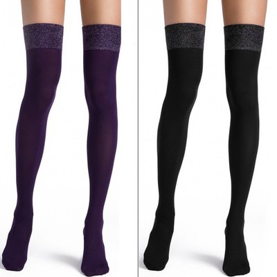 Conte Trendy opaque quality stockings 180 den hosiery black melanzana lurex