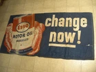 VTG ORIG 1950s Esso Unexcelled Motor Oil Change Cloth Service Station 63” Banner