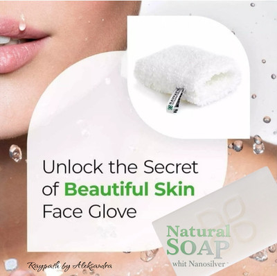 Raypath Face Glove - Removing Make-up & Natural White Soap whit Nanosilver 100g
