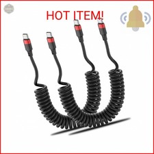 Coiled USB C to USB C Cable, 2 Pack 3FT USBC Car Charger Cord, USBC to USBC Coil