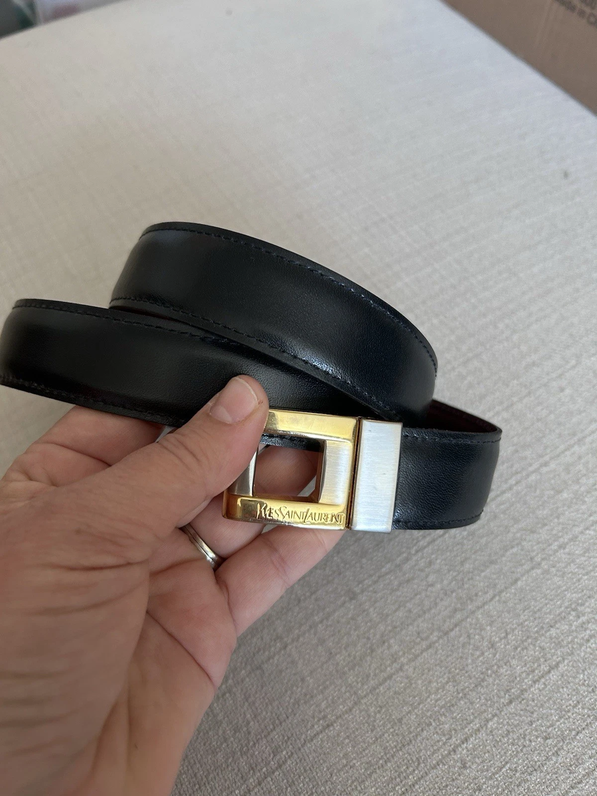 yves saint laurent reversible belt Leather belt Yves Saint Laurent Black size 85 cm in Leather  main image 4