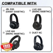 Replacement Ear Pads for JBL E65/Live 650/660 Duet NC Black