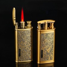 Gold Red Flame Metal Engraved