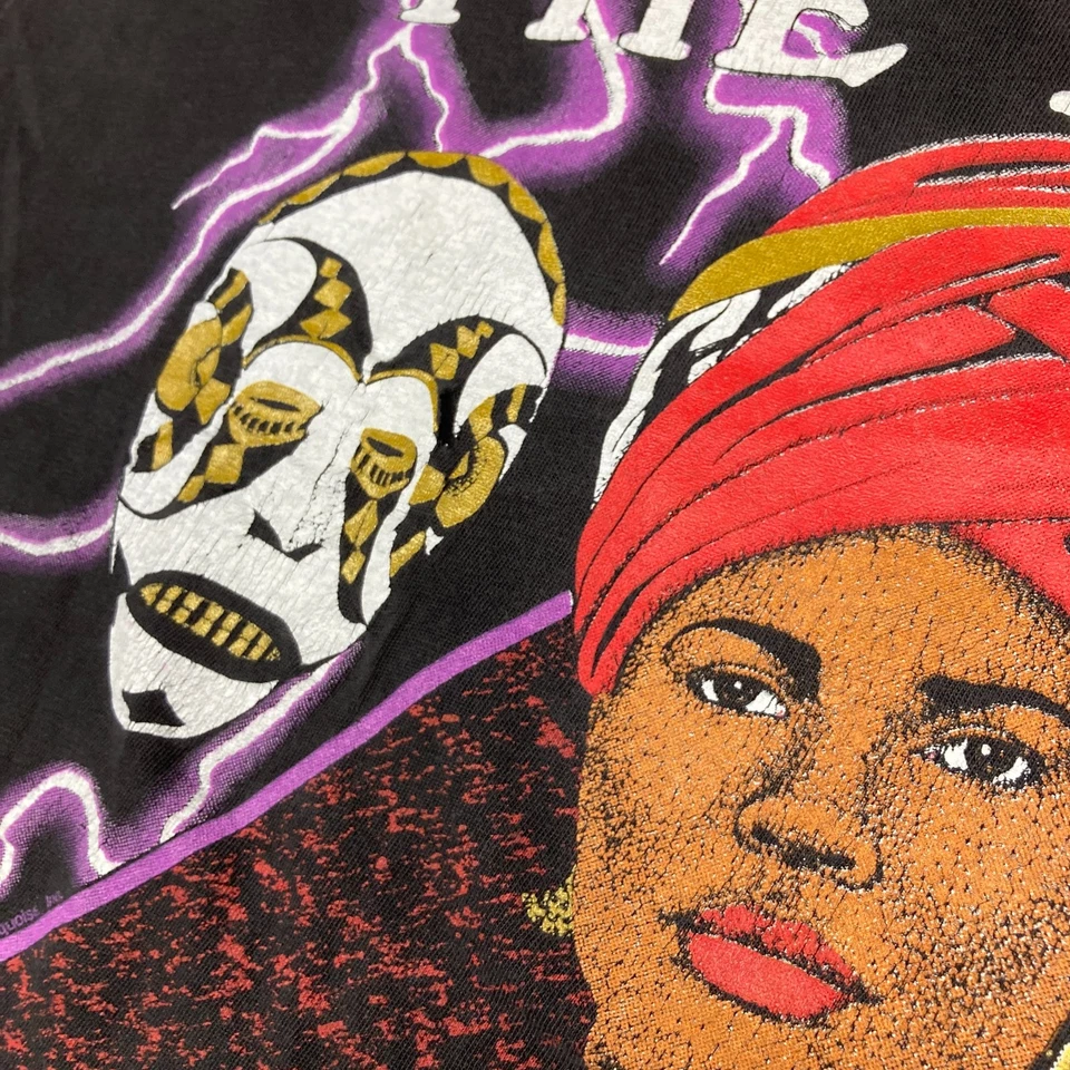 Vintage The First Queen Shirt Mens XL Black Purple Lightning All Over Print 90s - Image 4 of 4