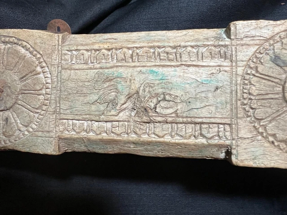 Old Antique Hand Carved Wood Architectural Salvage Wrought Iron Hat Coat Rack - Image 4 of 4