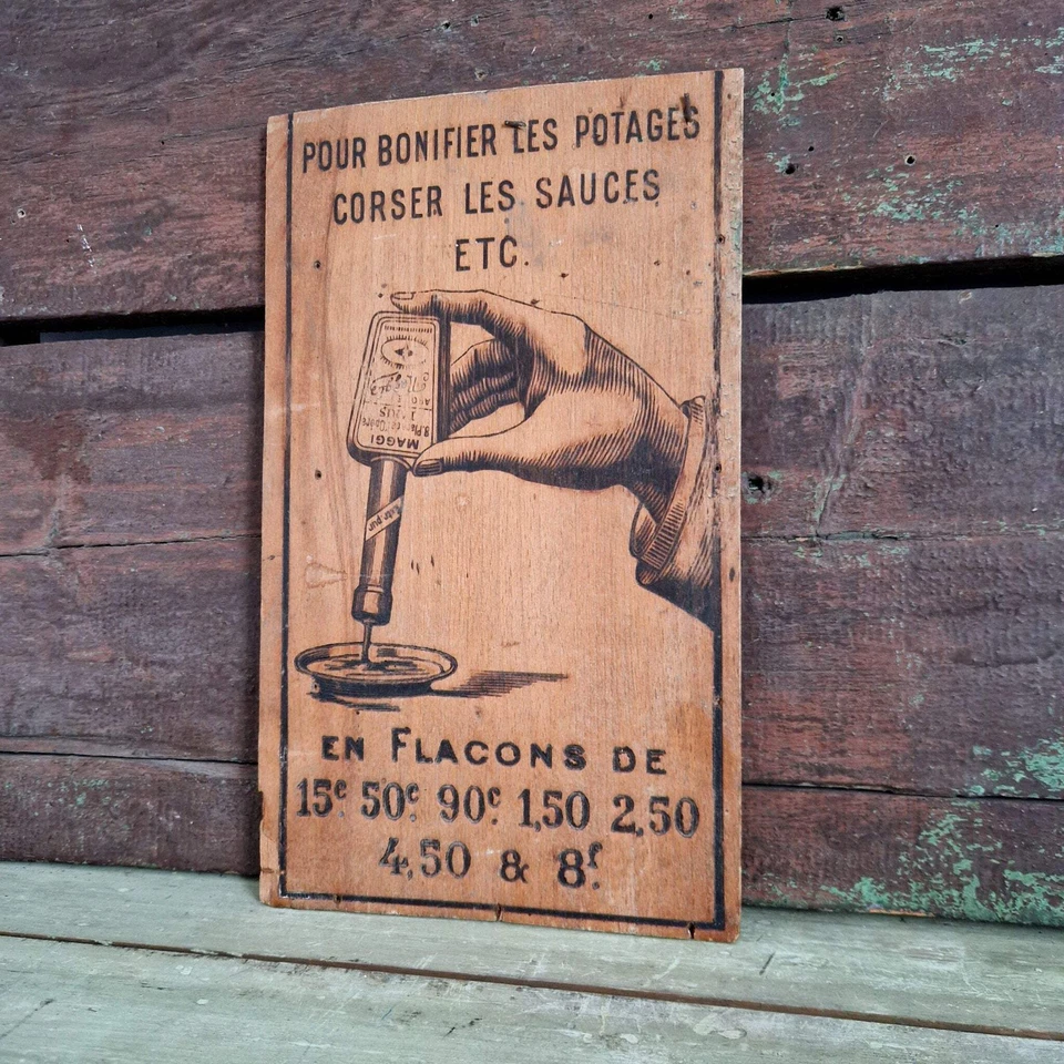 Plaque ancienne Maggi – Publicité gravée sur bois - Photo 2/3