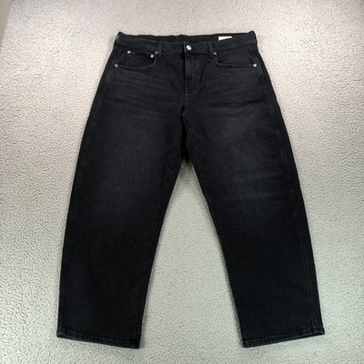 AYR The Knockout Jeans Womens 32 Black Barrel Leg Cropped Ankle Stretch Denim