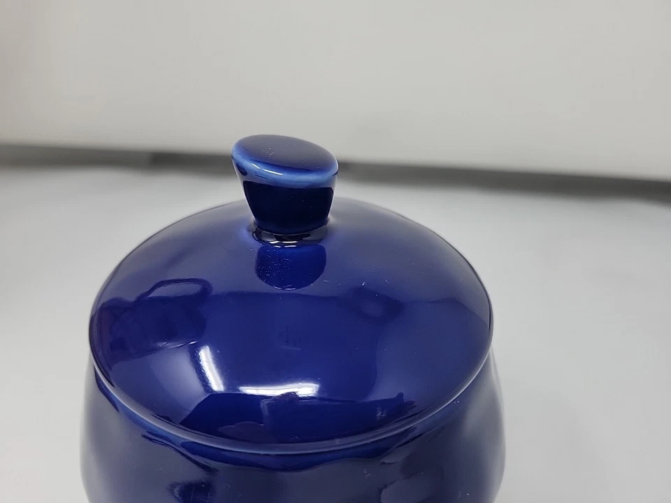 Cobalt Blue & White Sugar Bowl with Lid by 10 Strawberry Street 4" Tall  - Image 2 of 4