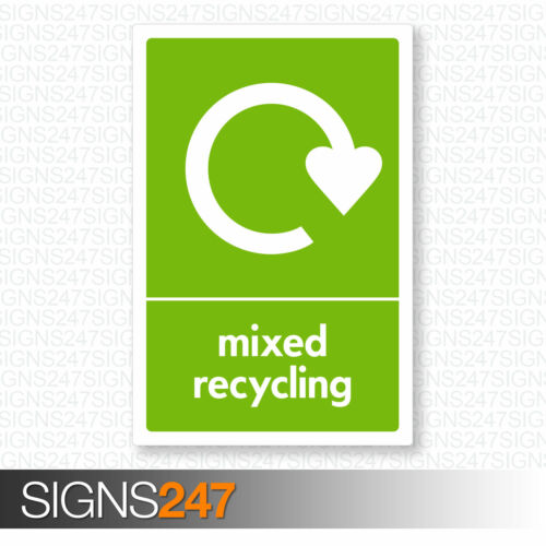 Mixed Recycling Sticker - WRAP Recycle Self Adhesive - 100mm x 150mm - Afbeelding 1 van 2