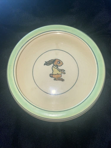 Roseville Juvenile Creamware 1910 Art Pottery Single Rabbit Rolled Edge Plate 3