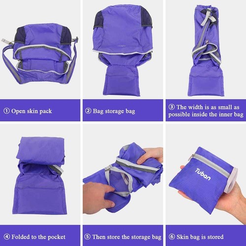Ultraleichter Packbarer Wasserabweisender Rucksack für Reisen Camping Outdoor... - Bild 5 von 6
