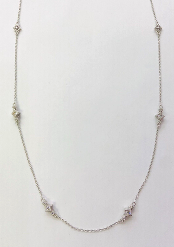 HSN Judith Ripka Sterling Silver Cubic Zirconia Station Necklace 36"