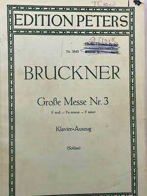 Bruckner Grossee Messe Nr 3 Vintage Choral Music Book Klavier