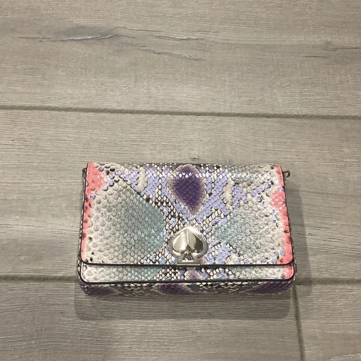 Kate Spade romy python embossed chain wallet