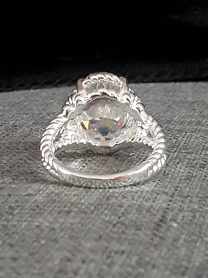 Винтажный Avon смелый CZ кубический цирконий веревки кольцо в серебристом кране камень  - Изображение 2 из 4