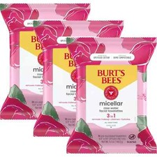 Burt's Bees Stocking Stuffers, Rose Water Face Wipes, for All Skin Types, 30 Ct
