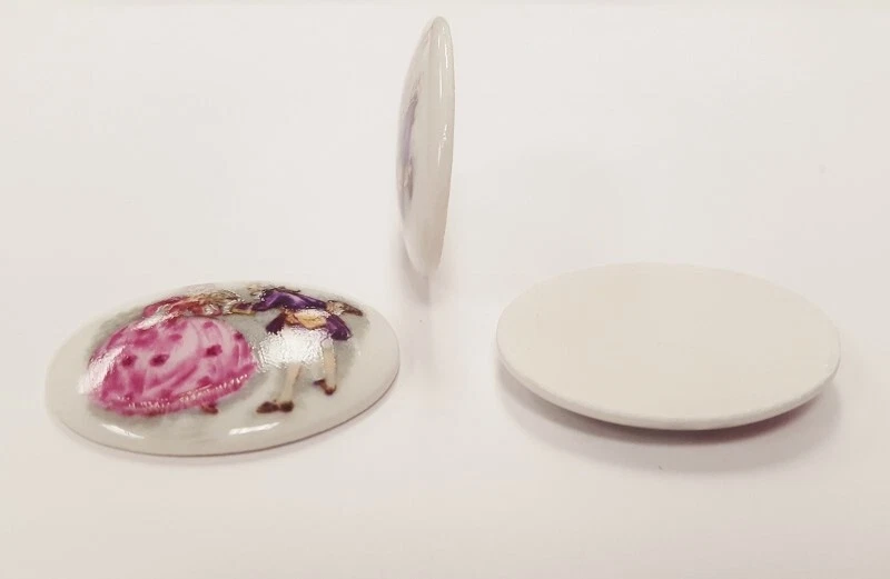 Винтажная фарфоровая викторианская пара для ухаживания 40x30 мм. Камея кабошон 141 - Изображение 4 из 4