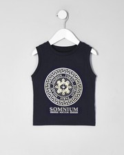 Boys Navy Foil Print Vest