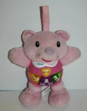 Vtech Happy Lights Bear Pink Musical Plush 7" Stuffed Light Up Soft Baby Toy
