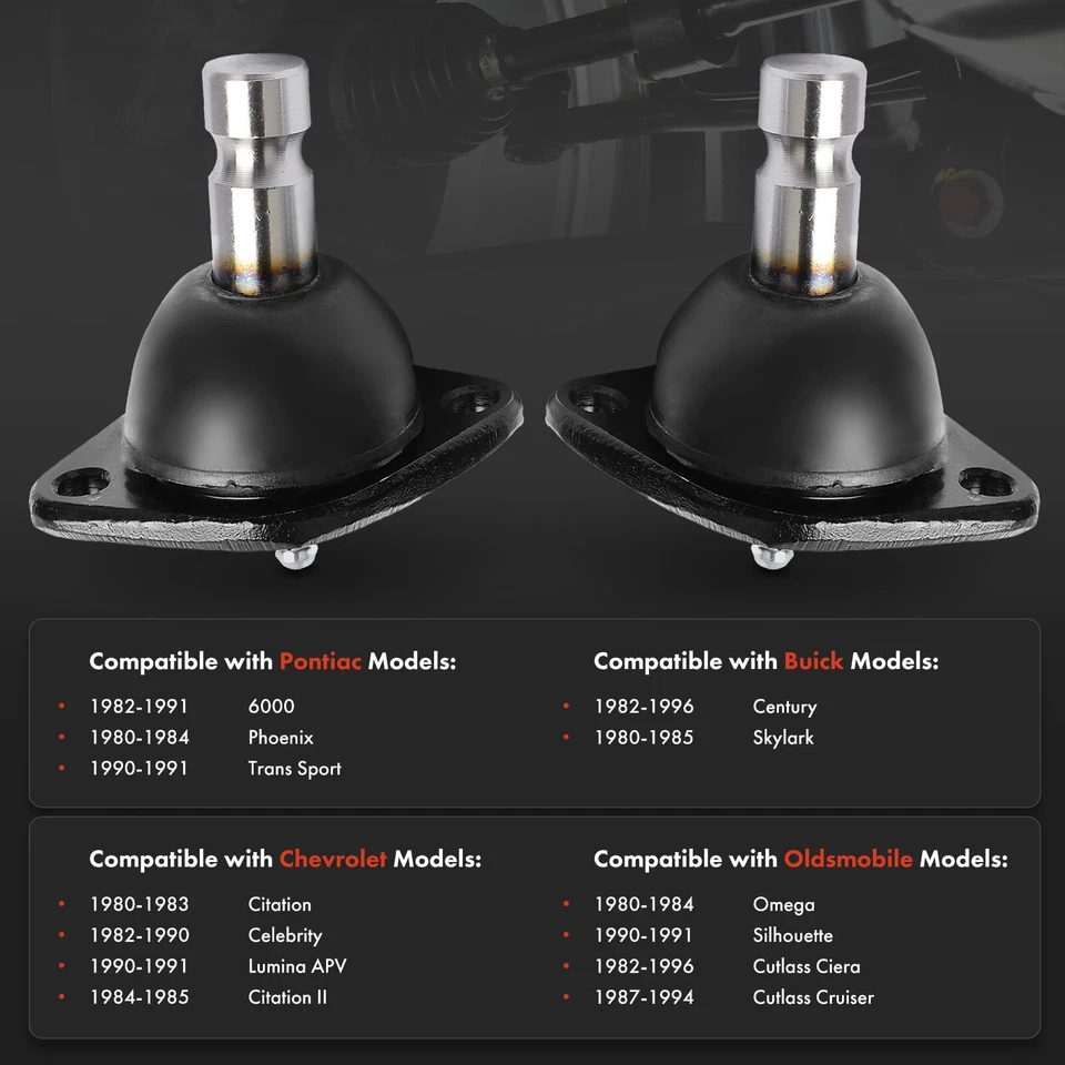 Junta rótula de suspensión inferior delantera de 2 piezas para Buick Century Chevrolet Olds Pontiac Foto 2 de 4