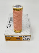 Lot of 5 Gutermann 100% Cotton Thread 110yd,  Peach Coral Color #4980