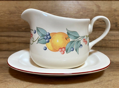 CORNING CORELLE COORDINATES - ABUNDANCE FRUIT - GRAVY BOAT & UNDER PLATE - NICE