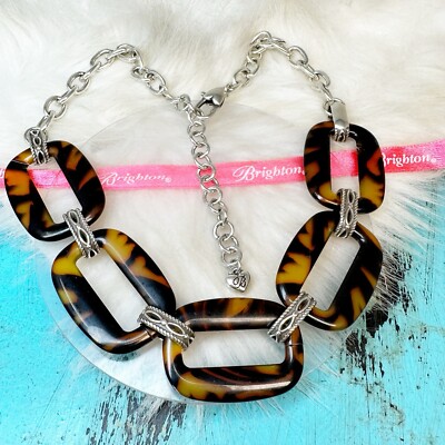 Brighton Desert Sky Tortoise Resin Silver Plate Link Collar Necklace