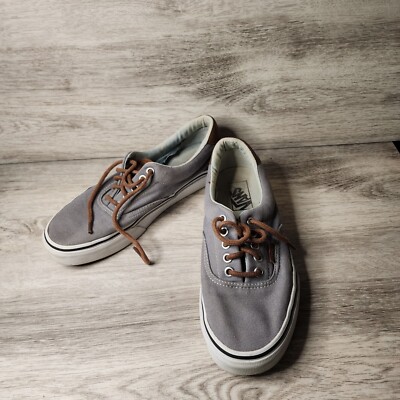 Vans Boat Style Sneakers Uni Sex Womens Gray Brown Leather Accents Men 