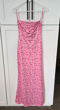SHEIN Floral Print Pink Dress Spaghetti Strap SZ: Large Maxi Flowers