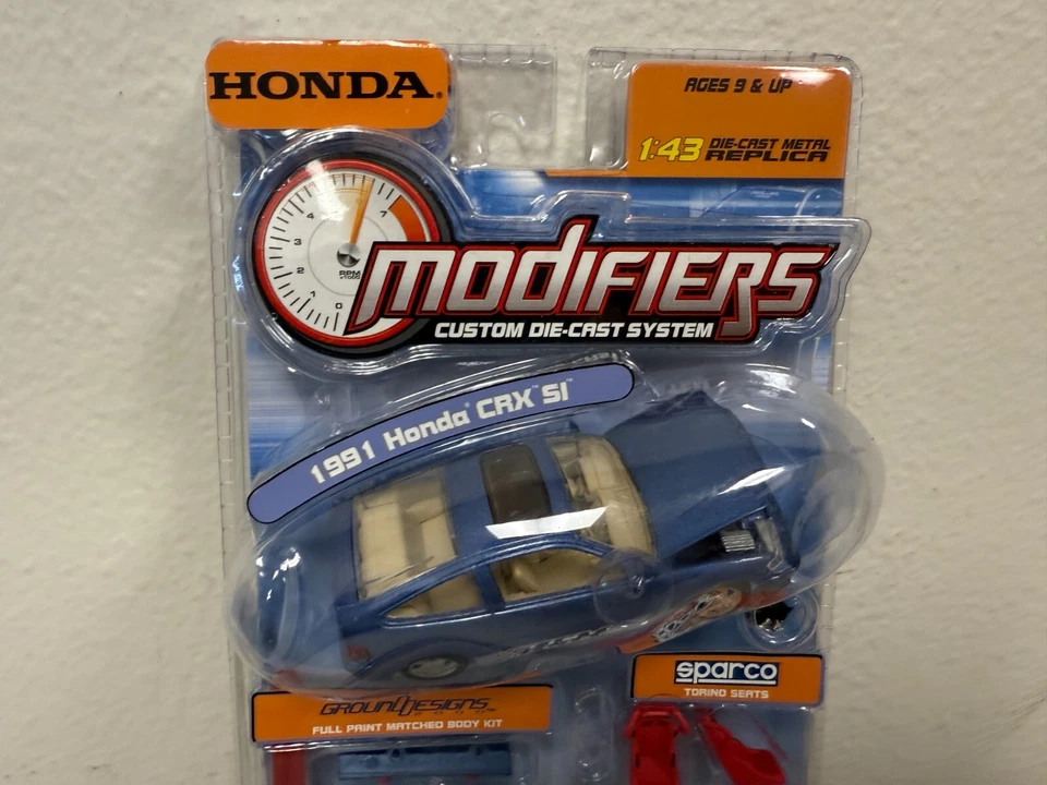 Rare Modifiers Series 7 1:43 1991 Honda CRX SI Blue  New Sealed In Plastic! - Image 3 of 4