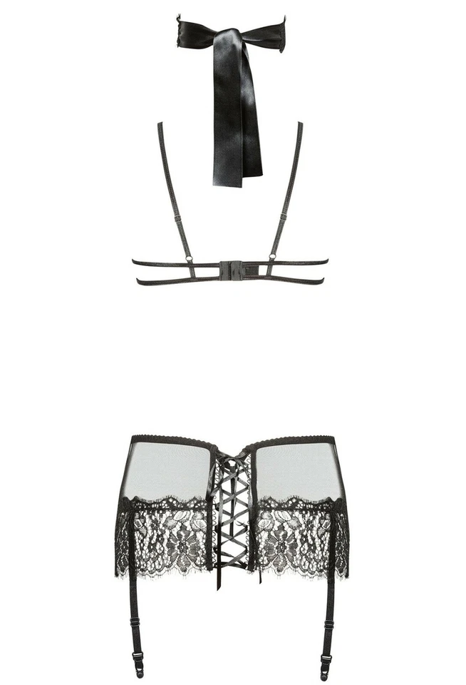 Erotik Dessous Straps Set Serenity String Rock Spitze Strapsgürtel Hebe BH Luxus - Bild 4 von 4