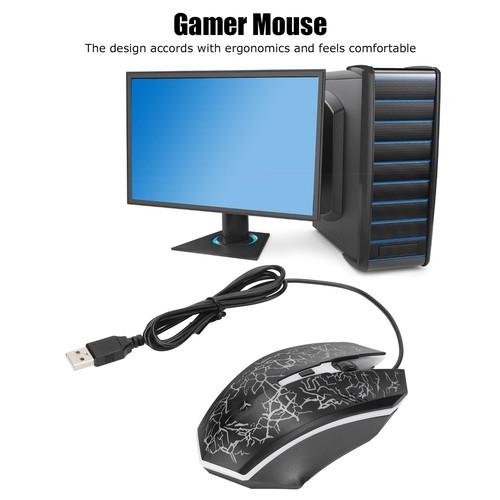 Wired Mouse Black USB Port Gaming Office Business Luminous Optical Computer Fit - Picture 19 of 22