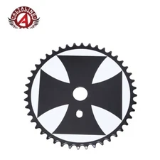 ALTALINE ONE PIECE 44 TEETH STEEL IRON CROSS CHAINRING 1/2 X 1/8 BLACK/WHITE.