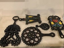 5 - RARE VINTAGE Wilton Various Sizes Cast Iron Trivets Decor Serving
