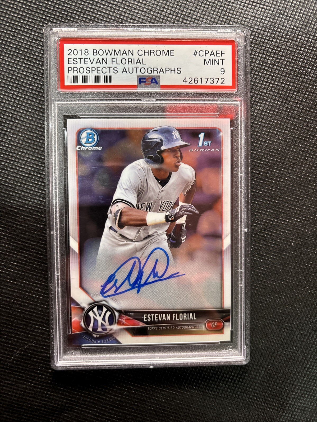 2018 Bowman Chrome Estevan Florial RC Rookie AUTO Yankees PSA 9 MINT