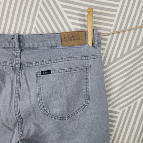Pantalones de mezclilla LL Beans súper elásticos talla 12 35" cintura cremallera tobillo gris - Imagen 6 de 9