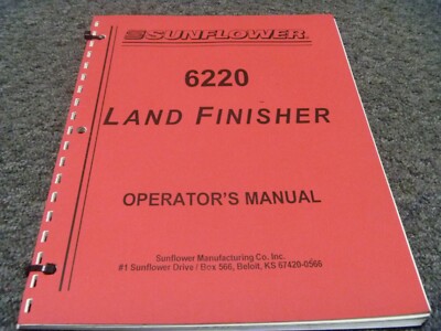 Sunflower 6220 Land Finisher Owner Operator Manual User Guide