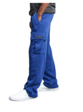 30X30 G-Style USA Men Jogger Heavy Weight Fleece Cargo Pocket Sweatpants Blue