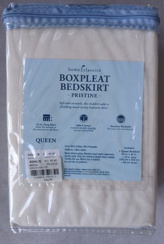 Box Gonna Letto Pieghe Casa Classici Pristine Queen 60”x80” Beige/Avorio NUOVO/etichette - Foto 3 di 3