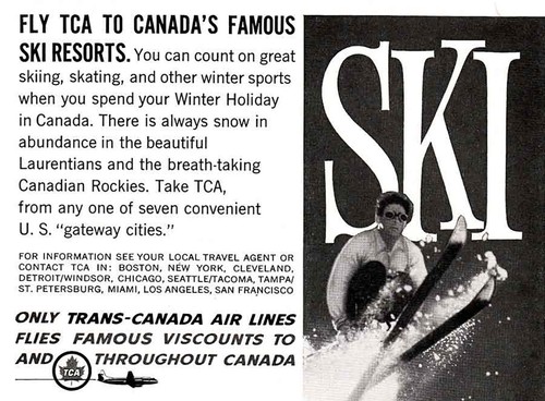 1959 Trans-Canada Airlines: Ski Resorts Vintage Print Ad