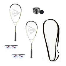 Dunlop Sports Squash Racquet Set 2 Racquets 2 Eyeguards Ball Cover Beginner
