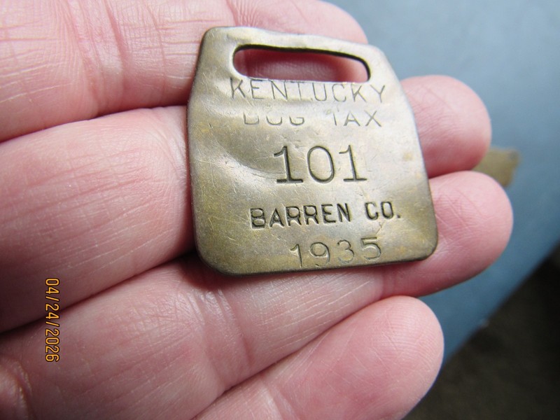 1935 Barren County, Kentucky Dog Tax TAG -- No. 101 - Glasgow
