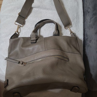 Women's Moda Luxe Leather Suede 3 Way Purse Shoulder Crossbody Handbag Beige