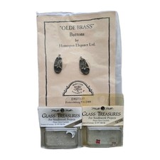 Mill Hill Glass Treasures ~ 4 Petal Flowers, Moon And 2 Olde Brass Buttons