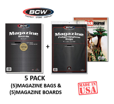 BCW (New) Magazine (5)ct Pack - Magazine Boards & Magazine Bags Set