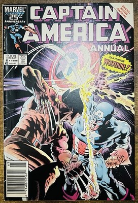 CAPTAIN AMERICA ANNUAL 8 NEWSSTAND VARIANT WOLVERINE VS CAP BATTLE MARVEL 1986