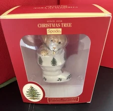 Spode Portmeirion Puppy in Boot Christmas Tree Collection Ornament 3.5" in Box